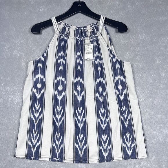 J.CREW Tops - J. Crew Blouse Women’s Size 8 Blue White Sleeveless Pullover Top Lightweight